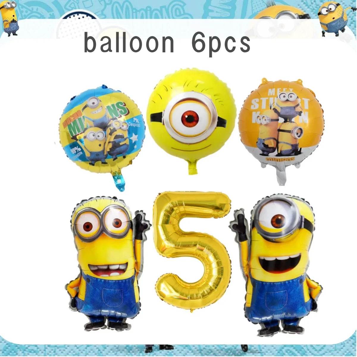 Big Eye Yellow Man Birthday Party Supplies Set - Disposable Tableware Tablecloth Plate Cup Balloon for Boys & Girls Baby Shower - AIAZ