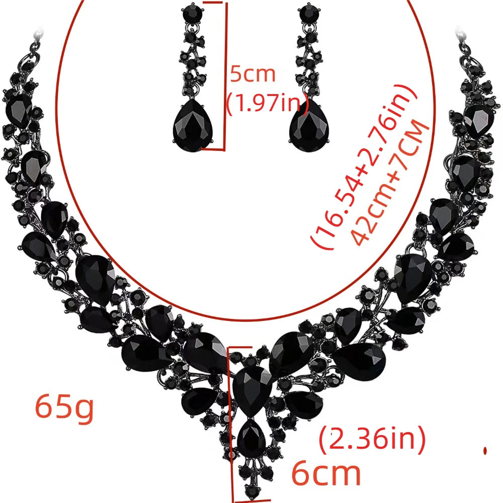 Fashion Crystal Bridal Necklaces Earrings Shining Elegant Rhinestone Jewelry Set Exquisite Necklace Earrings Set Banquet