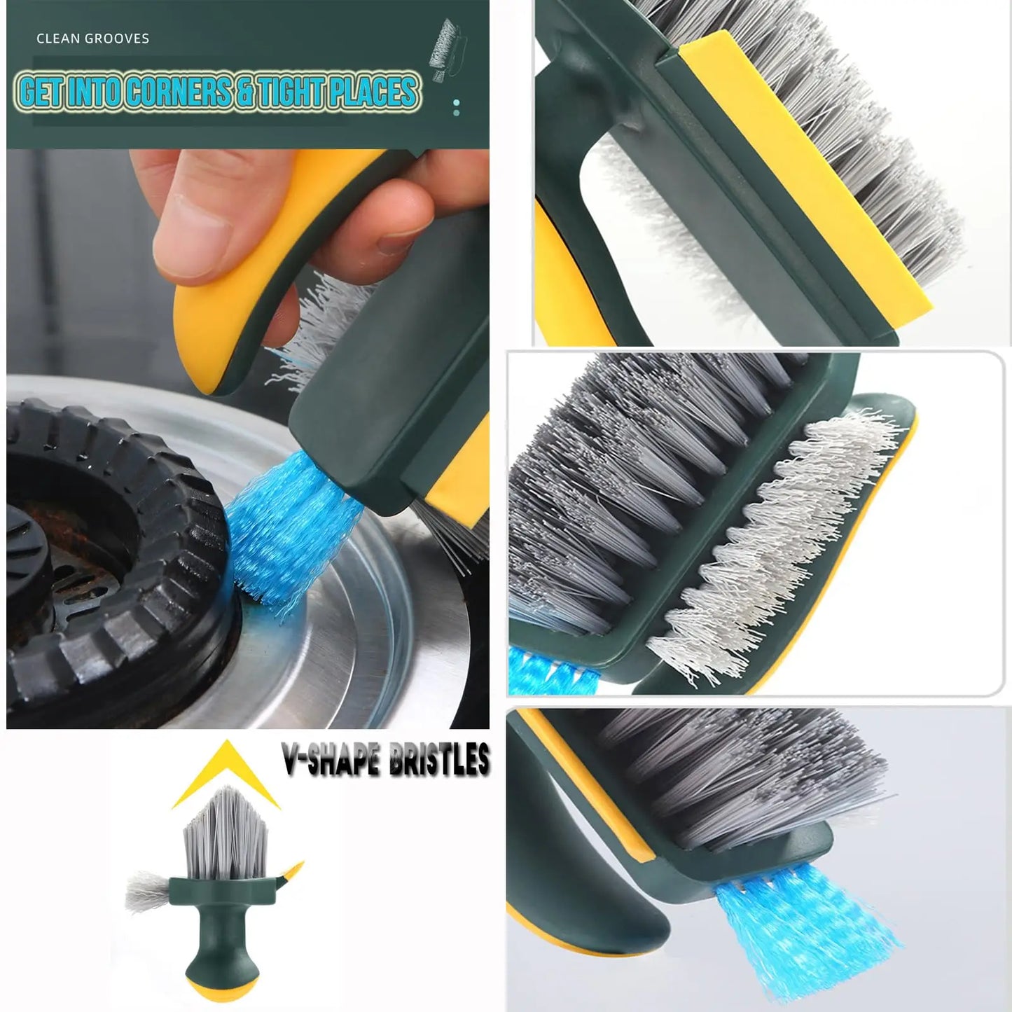 1/2pcs 4-in-1 Crevice and Floor Scrub Brush Durable Plastic Portable Design for Bathroom Kitchen Living Room Cleaning