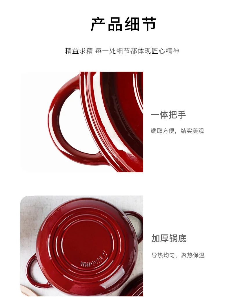 Quality Cast Iron Mama Pot, Home Frying Stew Pot, Large Capacity Non-stick Casserole, Deepen 28cm Enamel Soup Pot