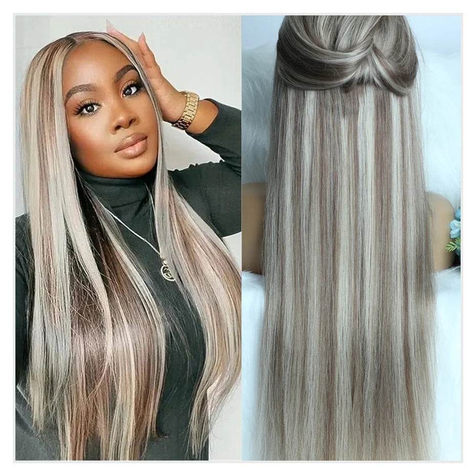 Ash Blonde Wig Highlight 13x6 Hd Lace Frontal Wigs Straight Vietnamese Raw Hair Wig 613 Blonde Colored Human Hair Wigs For Women - AIAZ