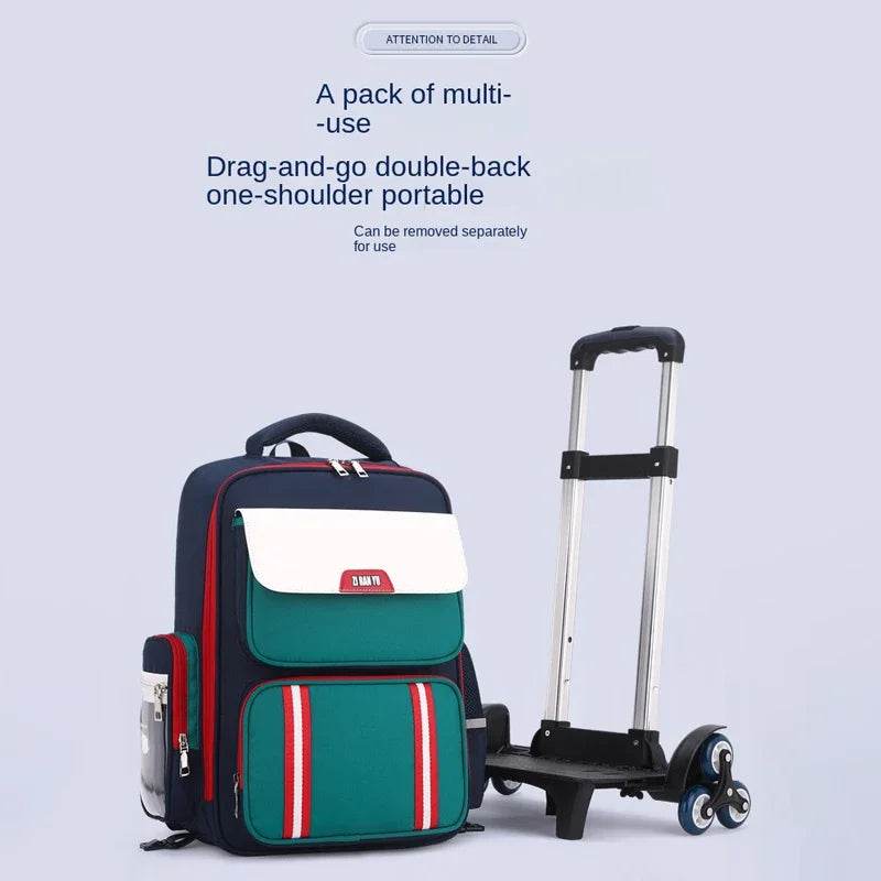 Rolling Backpacks for Primary School Children Trolley School Student Backpack Wheeled Bag Back To School Backpacks with Wheels - AIAZ