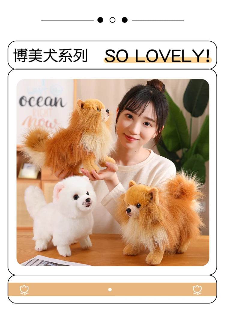 Premium Simulation Pomeranian Dog Plush Toy Cute Stuffed Animals High Quality Puppy Plushies Doll Cartoon Soft Kids Toys Gifts - AIAZ