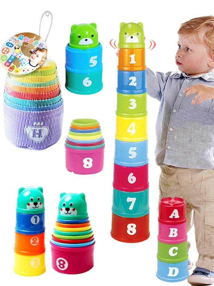 Kid Brain Response Battle Fold Cup Hand Speed Competition Fold Cup Baby Stack Game Early Education Puzzle Train Board Games Toy - AIAZ