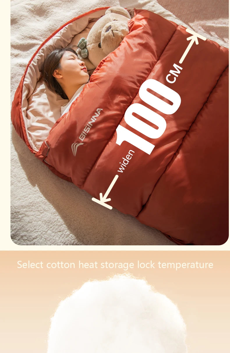 BISINNA Large Camping Sleeping Bag Lightweight 3 Season Loose Widen Bag Long Size for Adult Rest Hiking Fishing