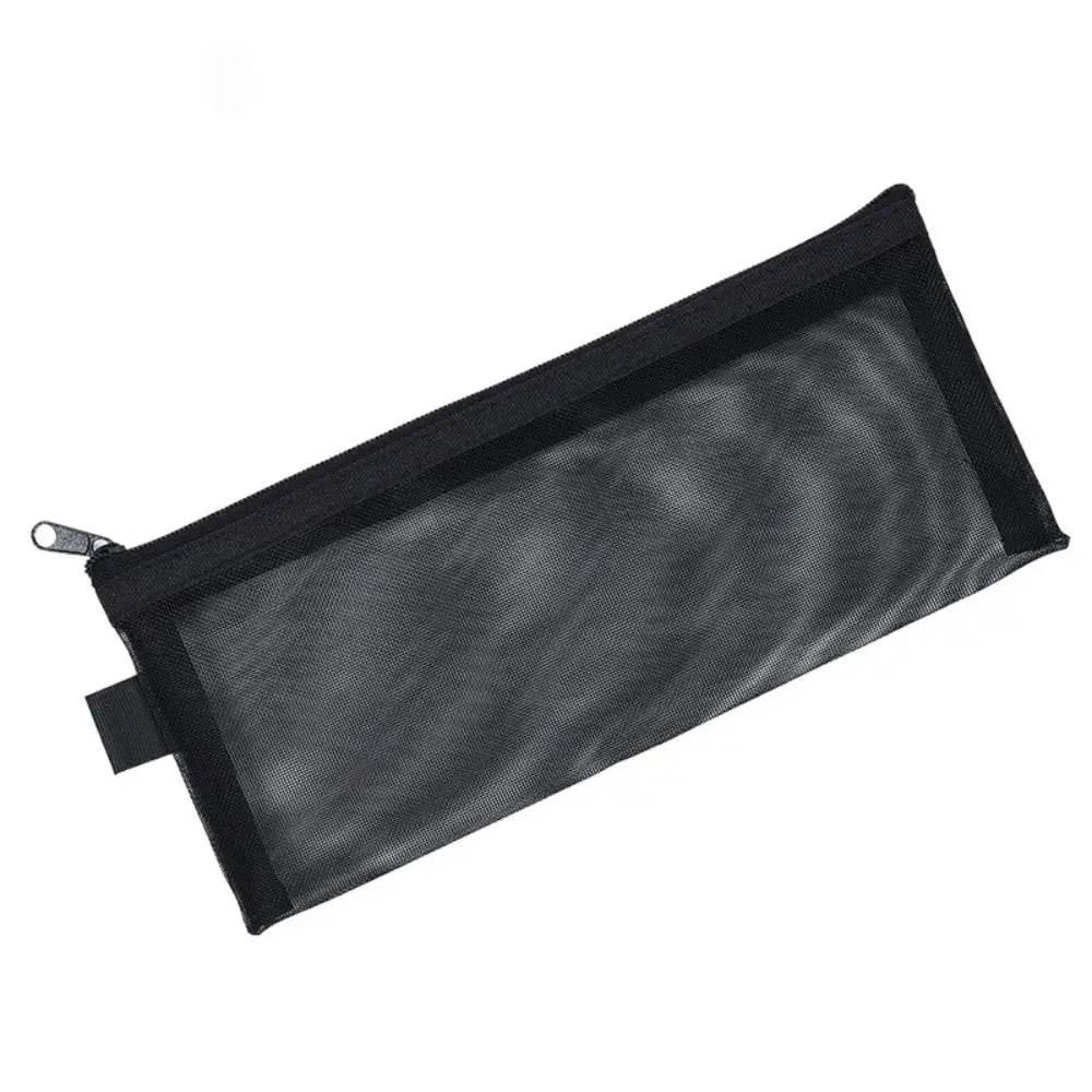 School Supplies Nylon Mesh Pencil Bag Zipper Pen Case Stationery Pouch Large Capacity Stationery Holder Bag Kids - AIAZ