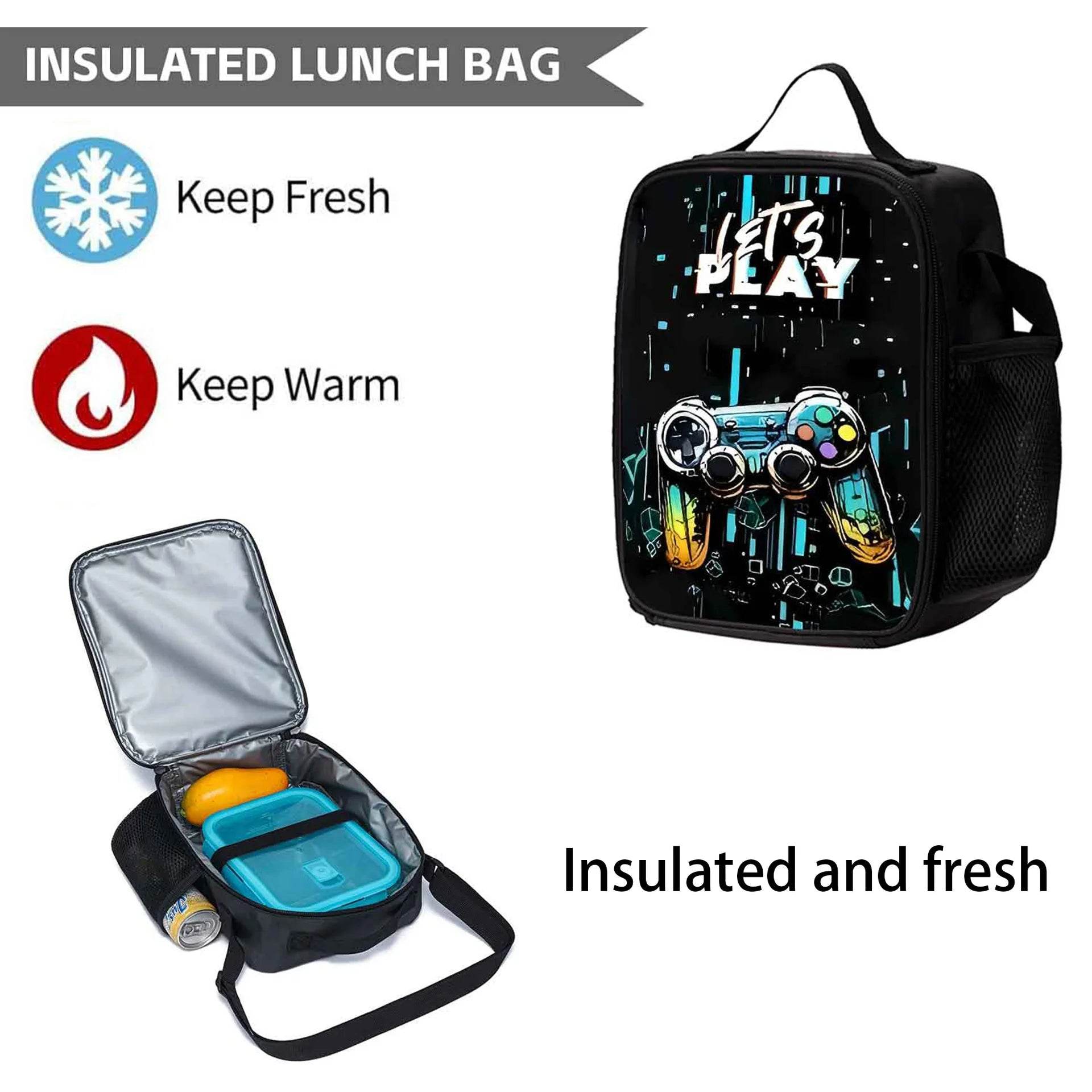 School Bags for Children Boys Game Pad Pattern Backpacks Kids Satchels Primary School Grade 1-3 Students 3 Pieces Set Backpacks - AIAZ