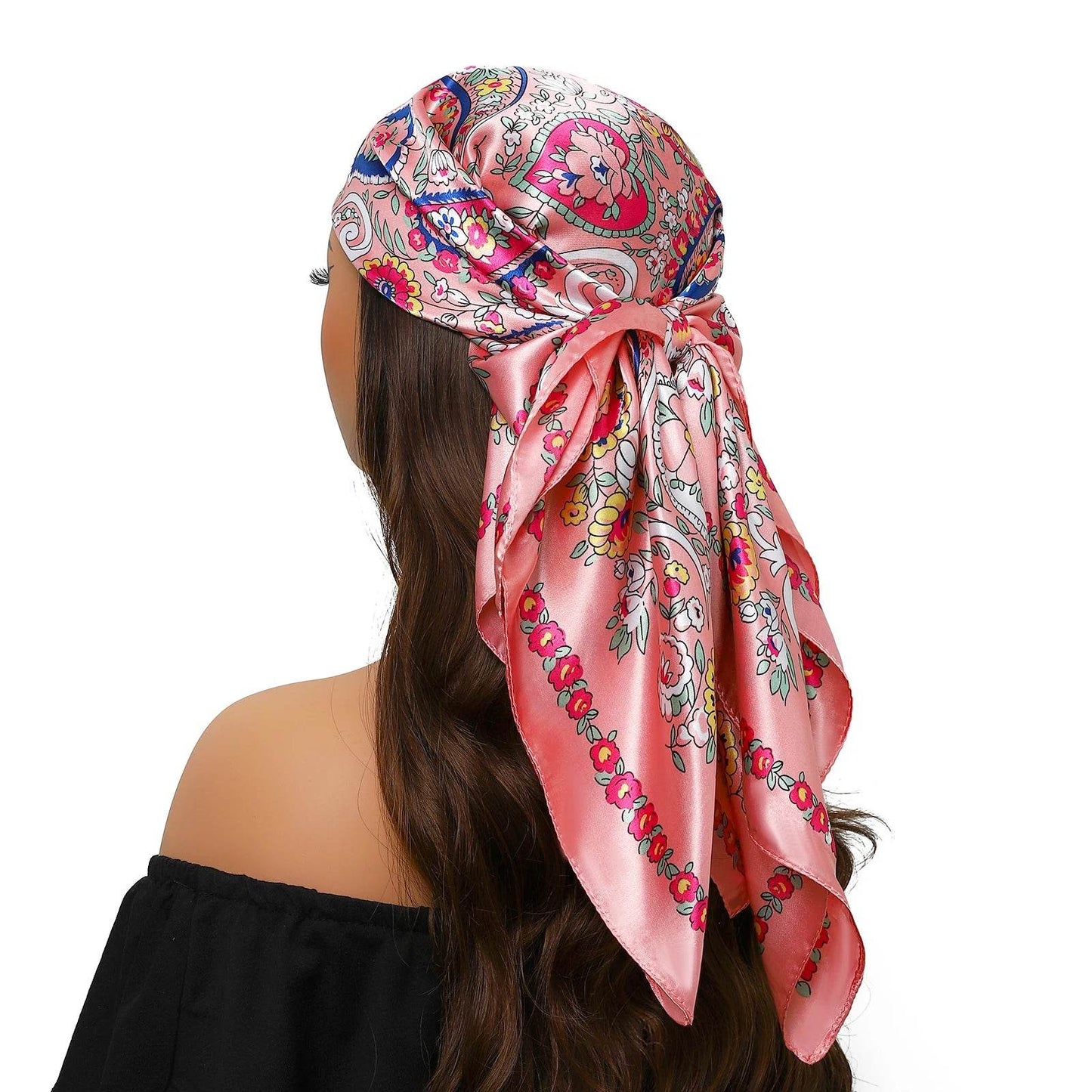 Head Scarf Women Luxury Brand Square 90*90cm Silk Foulard Satin Bandana Cheveux Soft Neckerchief Hijab Hair Scarves For Ladies - AIAZ