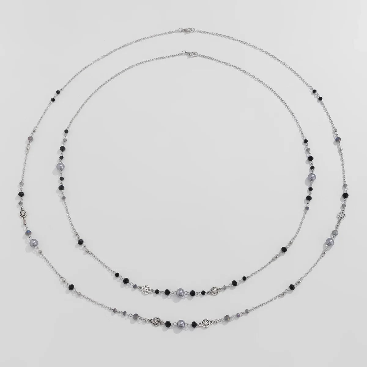 2Pcs/Set Hot Sale Temperament Imitation Pearl Long Chain Necklace for Women Fashion Statement Goth Sweather Link Neck Jewelry