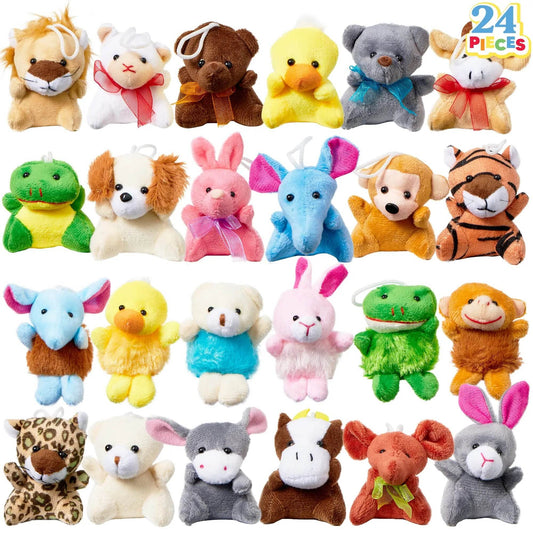24 Pcs Mini Animal Plush Toys 3” Stuffed Animal Bulk for Kids Birthday Party Favors Presents Pinata Fillers Goodie Bag Fillers - AIAZ