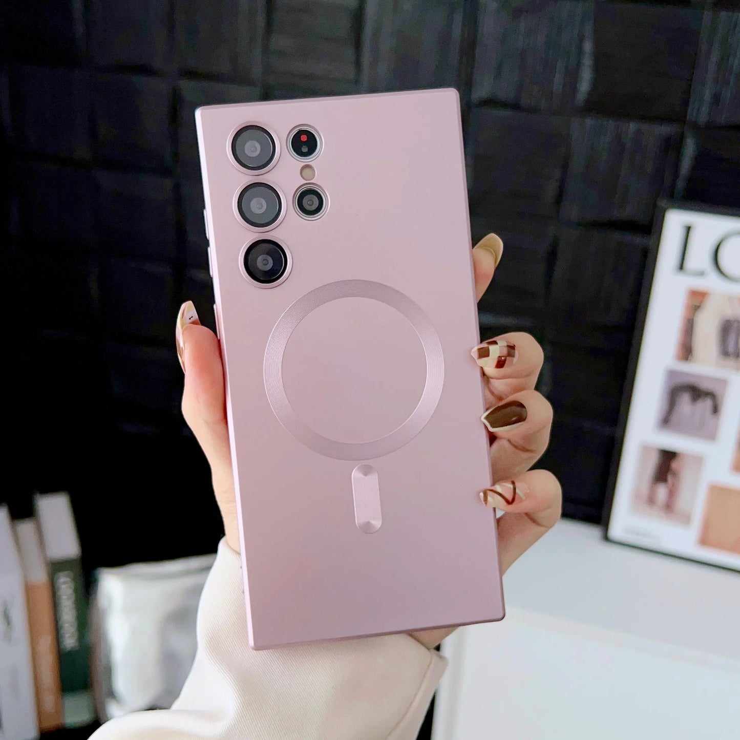 Luxury Magnetic Wireless Charging Matte Case For Samsung Galaxy S25 S24 S23 S 25 24 Ultra Plus Cases Shockproof Soft Phone Cover