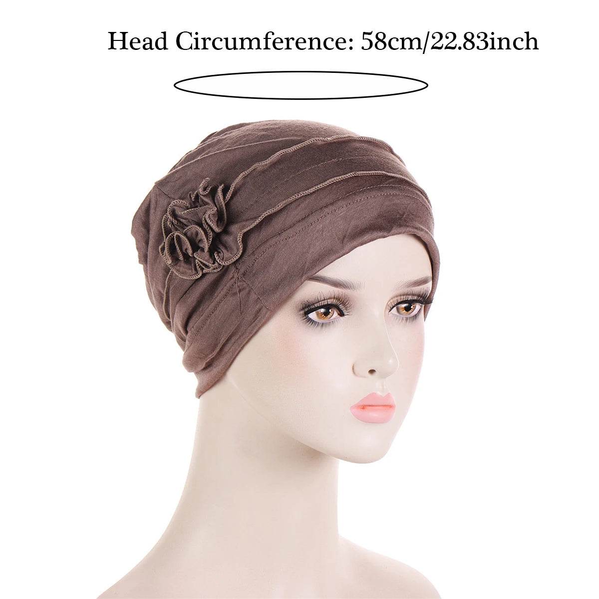 Muslim Fashion Flowers Turban Cap Solid Color Women Hijabs Islamic Chemo Cap Head Scarf Ladies Head Wrap Cover Hijab Scarf - AIAZ