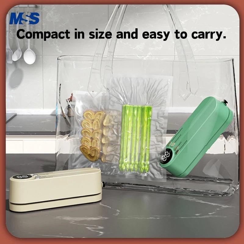 2-in-1 Vacuum Sealer with USB-Rechargeable Portable,with 3 modes vacuum sealant, for fruits, meat, etc. to keep fresh