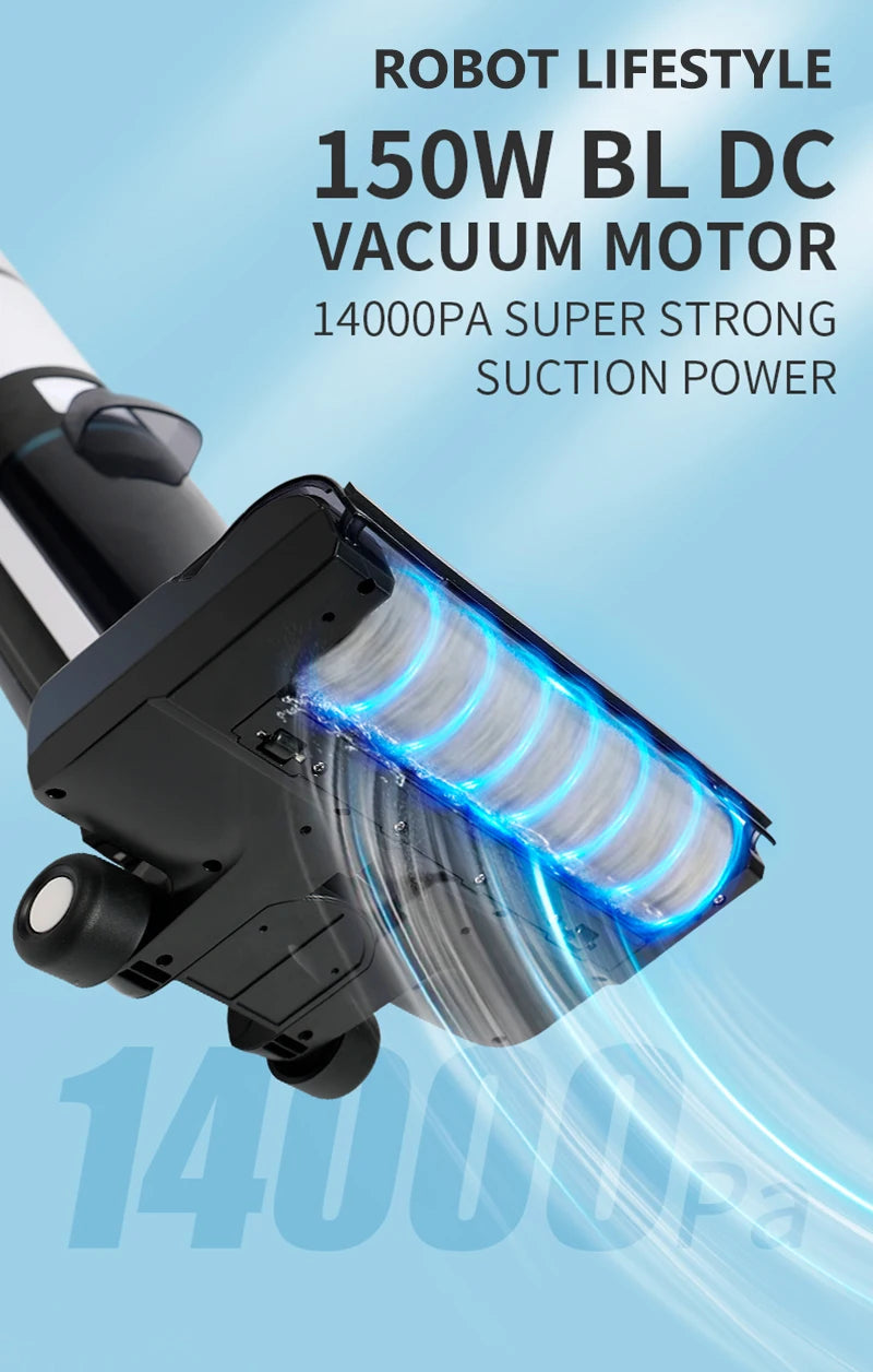 Cordless Vacuum Cleaner for Wet And Dry Cleaning RL8Pro, Smart Washing for Home Multi Surface Floor,14000Pa, Self-drying