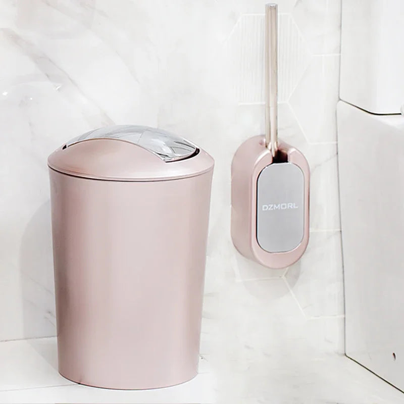 Golden Paper Holder Wall-mounted Toilet Brush Plastic Creative Toilet Paper Box Nordic Trash Can Waste Bins Bathroom Accessories