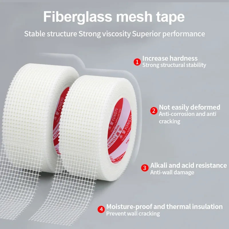 Glass fiber mesh cloth grid self-adhesive wall crack prevention mesh belt cover gypsum alkali resistant tape wall crack repair
