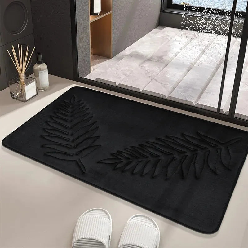 3 Piece Bathroom Mat Memory Foam Ultra Soft and Absorbent Leaf Bath Rugs Thick Washable For Bathroom Toilet Tub Mat Set