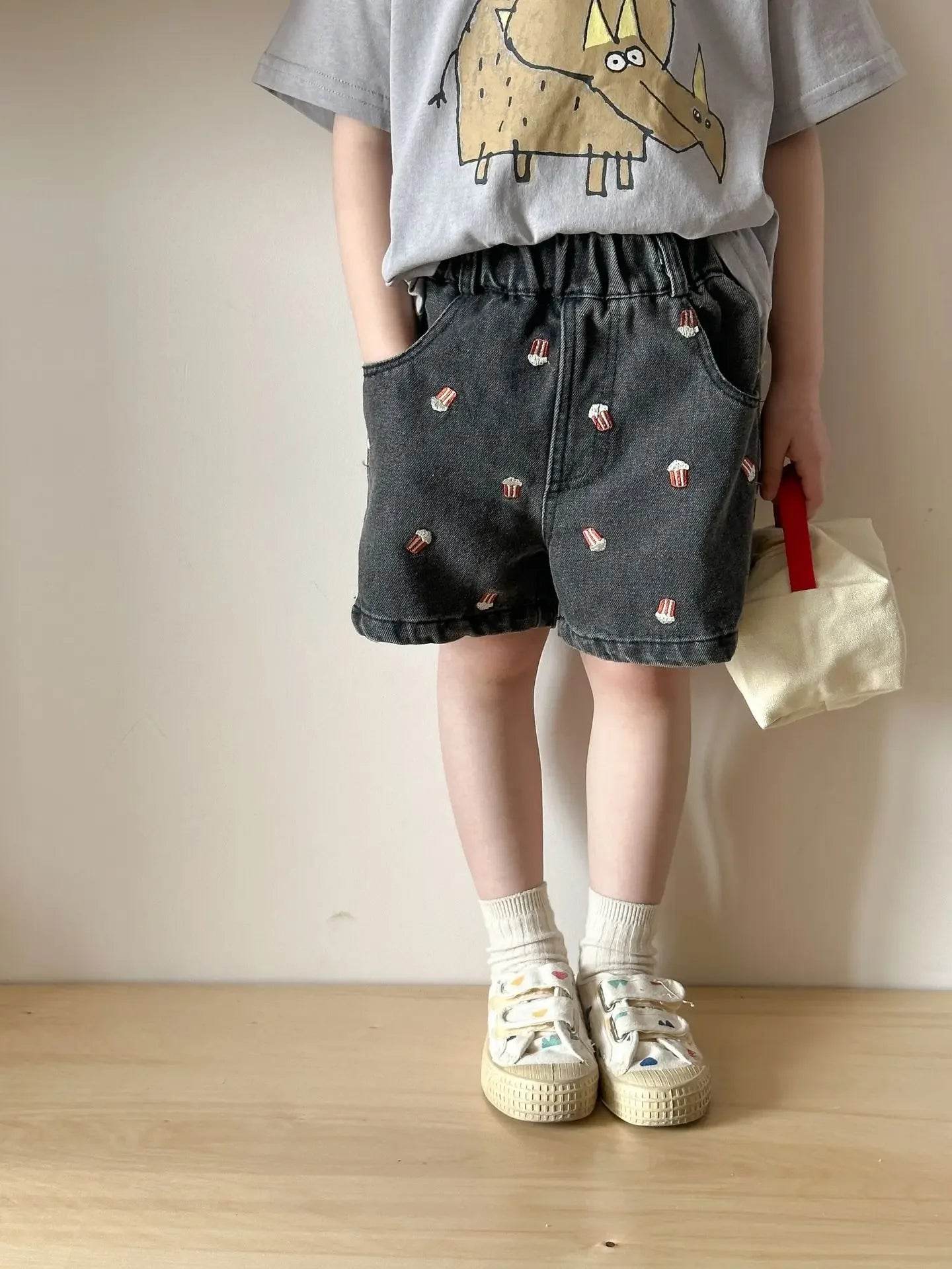 Fashion Cartoob Print Denim Kids Shorts Girls Pants Summer 2025 New Boys Summer Clothes Baby Loose Casual Pants - AIAZ
