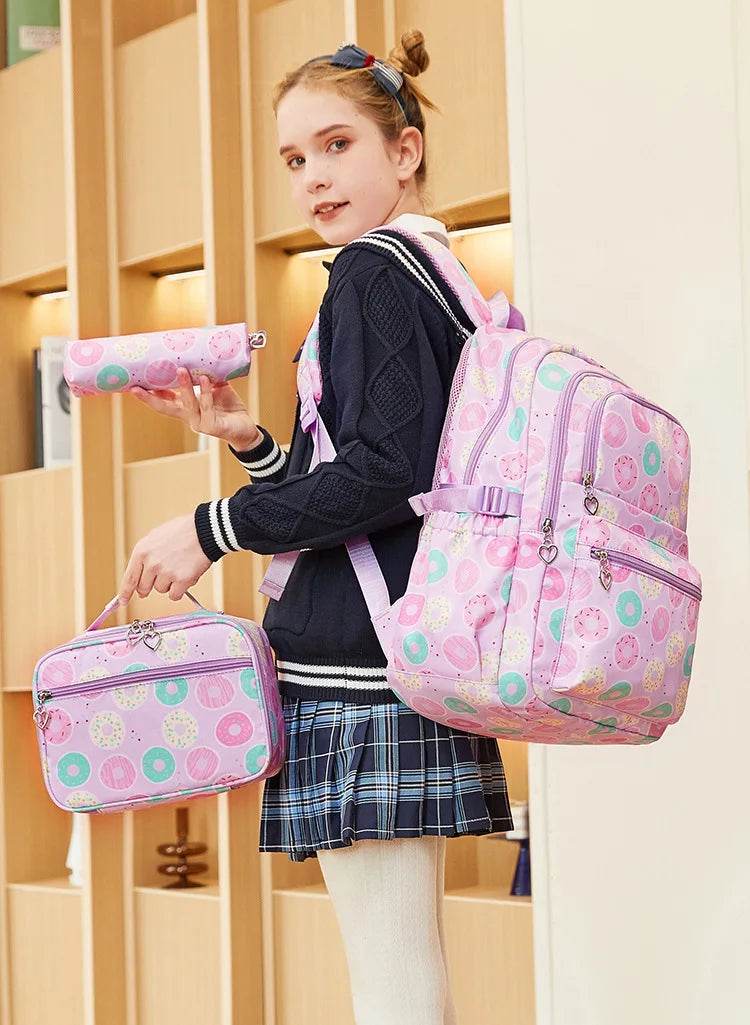 2025 New 3 Pcs Sets Student Schoolbag Girls Fashion Leisure Large Capacity Backpack Junior High School Shoulders Backpack - AIAZ