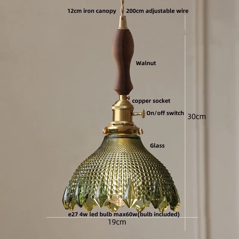 IWHD Nordic Modern LED Pendant Lights Coffee Living Room Balcony Green Glass Copper Knob Switch Hanging Light Fixture Luminaira