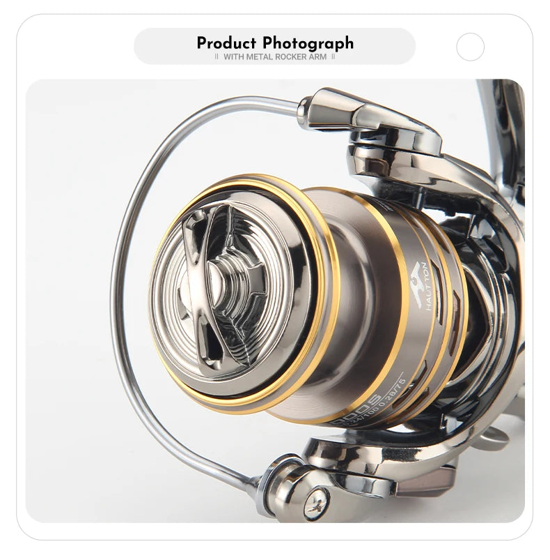 HAUT TON CD Spinning Fishing Reel 5.2:1 GearRatio 13.23Lbs Max Drag Metal Spoo Foldable CNC Double Arm For Freshwater Saltwater