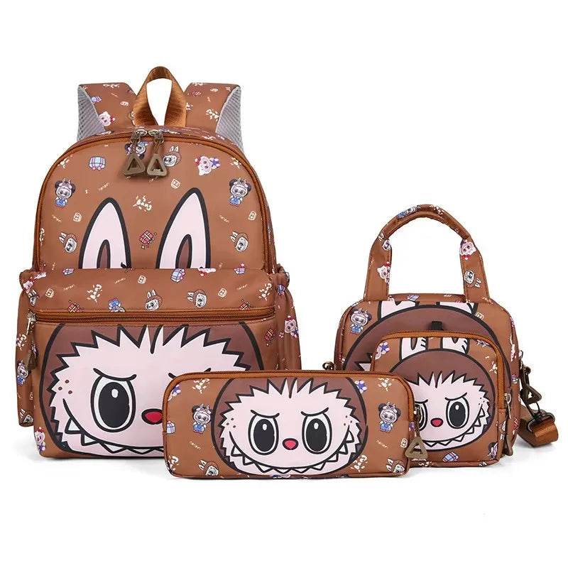 4Pcs School Bag Set For Elementary School Students Cartoon Printed Hello Kitty Kuromi Junior High School Backpack With Pen Bag - AIAZ