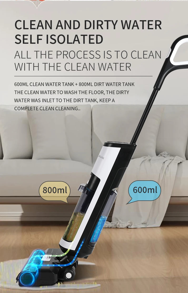 Liectroux i7Pro Cordless Vacuum Cleaner for Wet And Dry Cleaning, Smart Washing for Home Multi Surface Floor,14Kpa, Self-drying