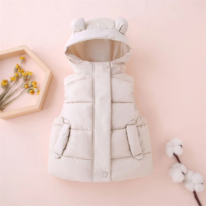 Fashion Boys Girls Hooded Warm Down Vests Autumn Winter Kids Clothing Baby Jacket Waistcoat 2023 New Children Zipper Vests