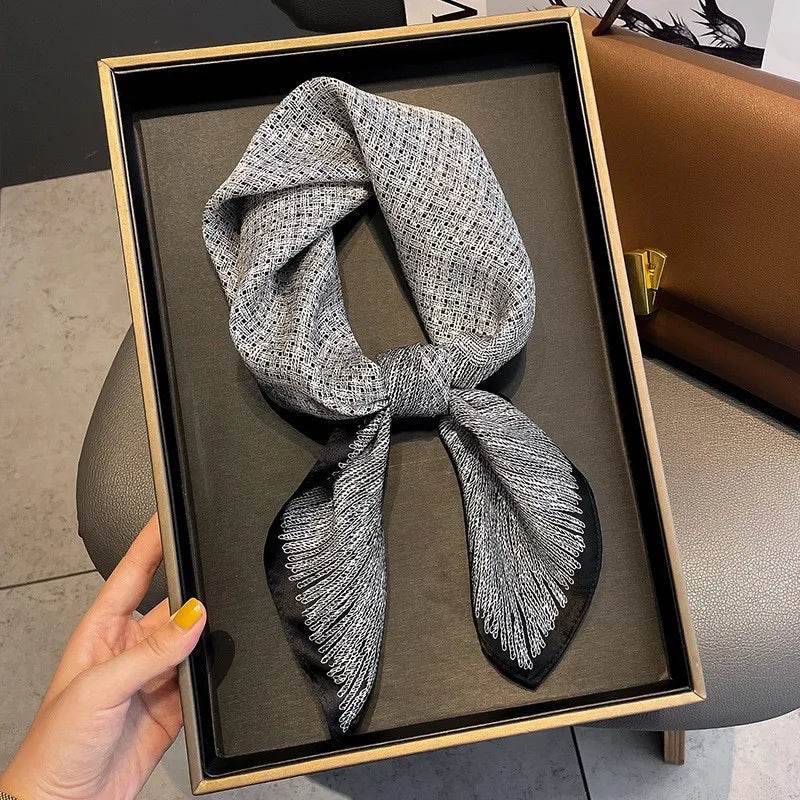 Women Fashion Versatile New Silk Scarves 70x70cm Square Scarf Korean Version Neck Protection Spring and Autumn Vintage Scarf - AIAZ