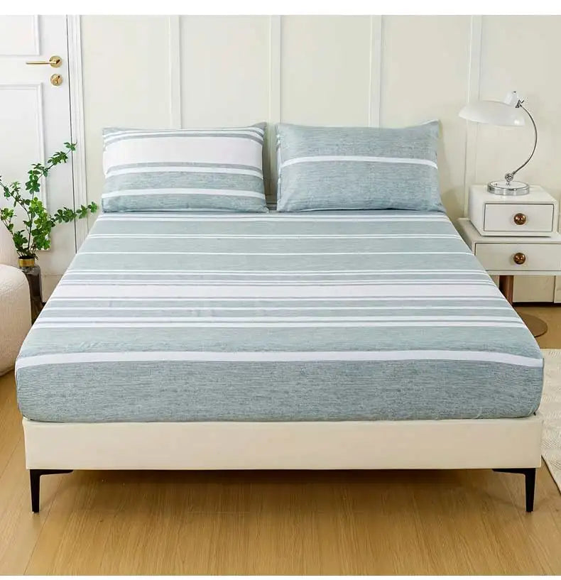 3-Piece Striped Fitted Sheet Set – Luxuriously Soft & Breathable – Includes 1 Fitted Sheet and 2 Pillowcases for Cozy Sleep – Pe