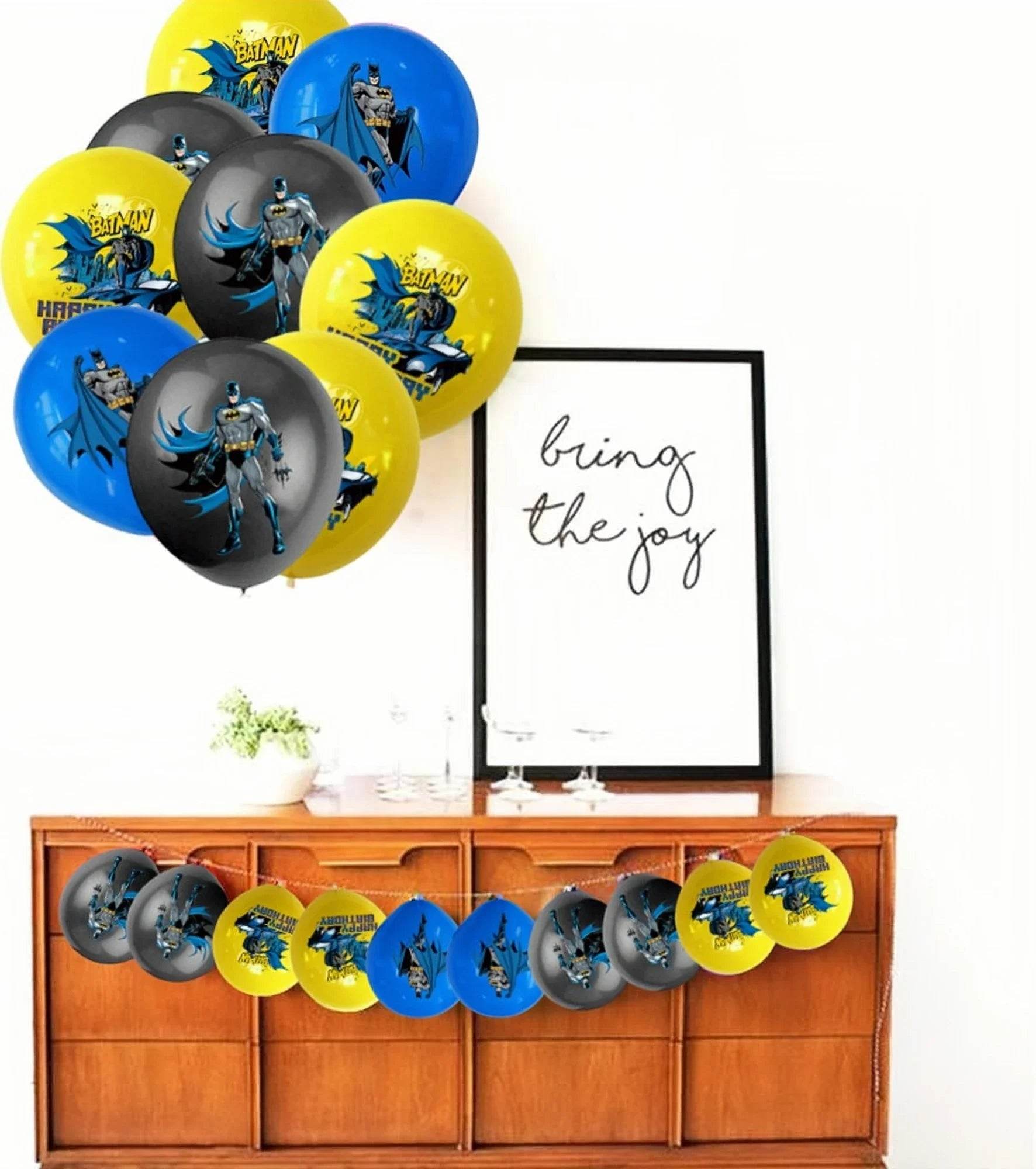 12pcs 12 Inch Batman Latex Balloons Birthday Party Decorations Superhero Globos Toys for Kids Baby Shower Boys Party Supplies - AIAZ