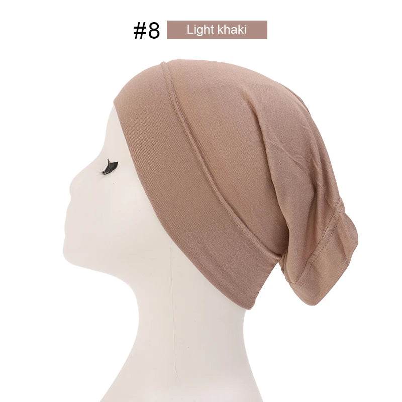 Fashion Muslim Hijab Caps Solid Underscarf Women Veil Modal Cotton Hijab Muslim Scarf Turbans Head Women's Hijabs Hat Islamic - AIAZ