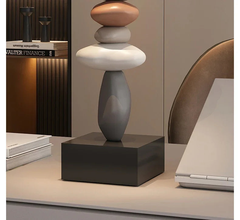 Modern Art Feng Shui Stone Resin Sculpture Wine Cabinet Decor Living Room Desktop Home Decoration Stone Statue Model Figurines