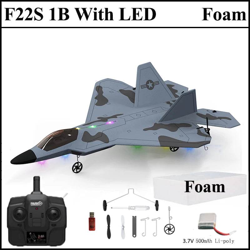 2024 New F22S 2.4G 4CH 3D6G RC Airplane Raptor F22 Warplane WLtoys A180 Upgrade Version LED Light With Gyroscope Out Door Toys - AIAZ