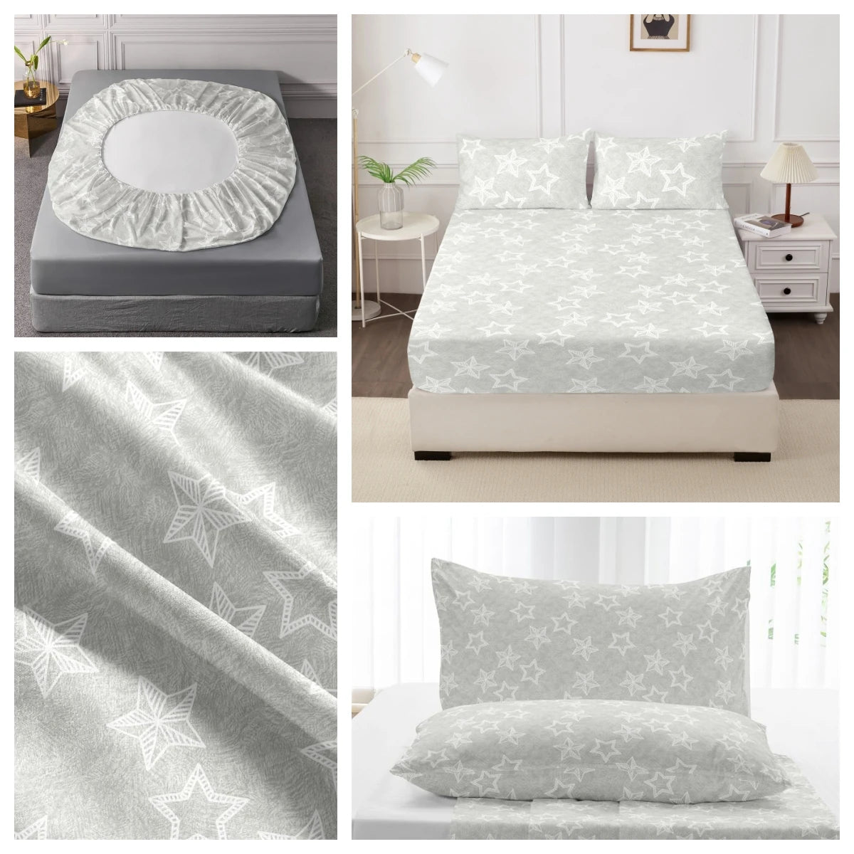100% Polyester 3pcs Printed Sanding Fitted Sheet and pillowcases Set Elastic Band Around Mattress Cover King Size Bed Cover