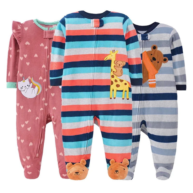 Winter Baby Boy Girl Rompers Clothes Zipper Fleece Autumn Warm Newborn Infants Pajamas Outfit Animal Jumpsuit Clothing 0 -12 M