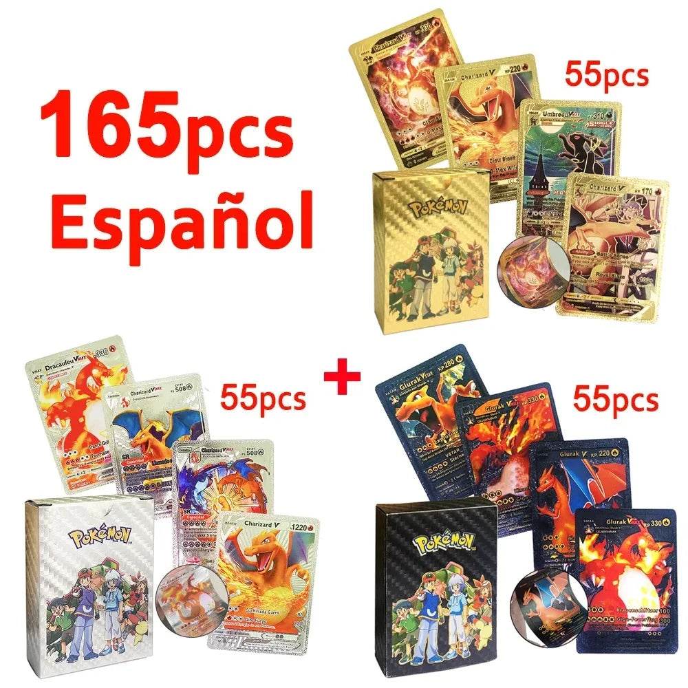 Pokemon Cards Vmax GX Gold Foil Flash Card English Spanish Colorful Pikachu Charizard French German Game Battle Collection Cards - AIAZ