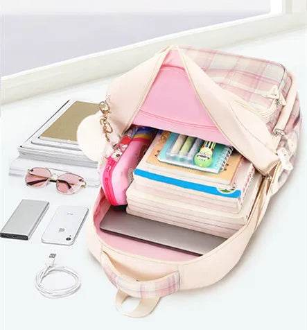 SET Backpacks for Girls School Bags Aesthetic Backpack Elementary Student Teen Girls Cute Bookbag Kids Backpack Girls mochila - AIAZ