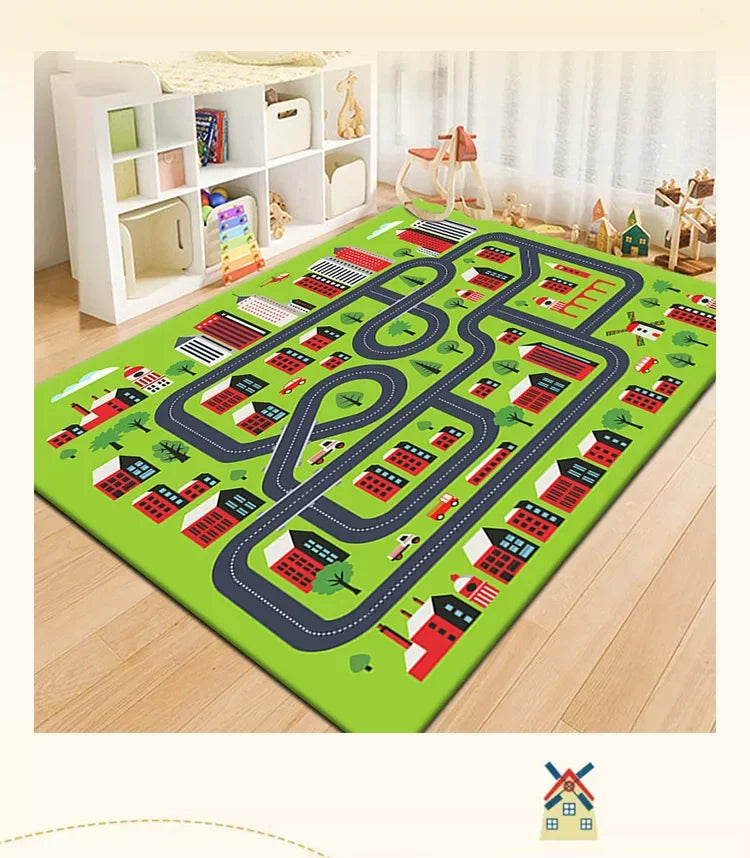 Baby Play Mat Crawling Mat Cartoon Runway Carpet Parking Lot Road Game Mat Home Non-slip and Dirt-resistant Foot Mat Baby Toys