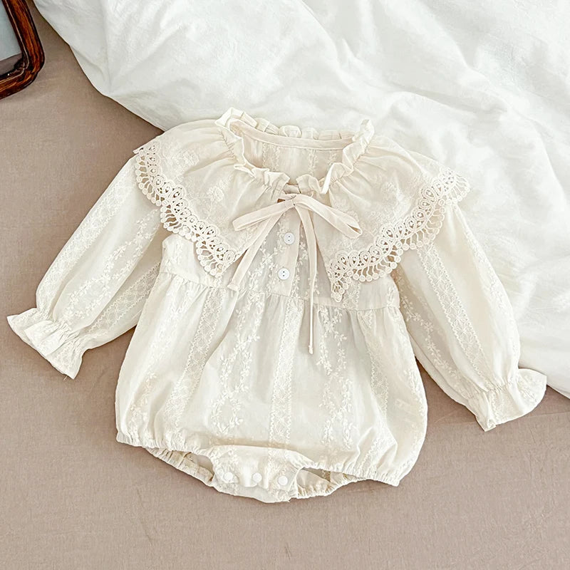 2025 New Spring 0-24M Baby Girl Clothing Infant Baby Girls Jumpsuit Long Sleeved Cotton Embroidery Newborn Baby Girls Bodysuits