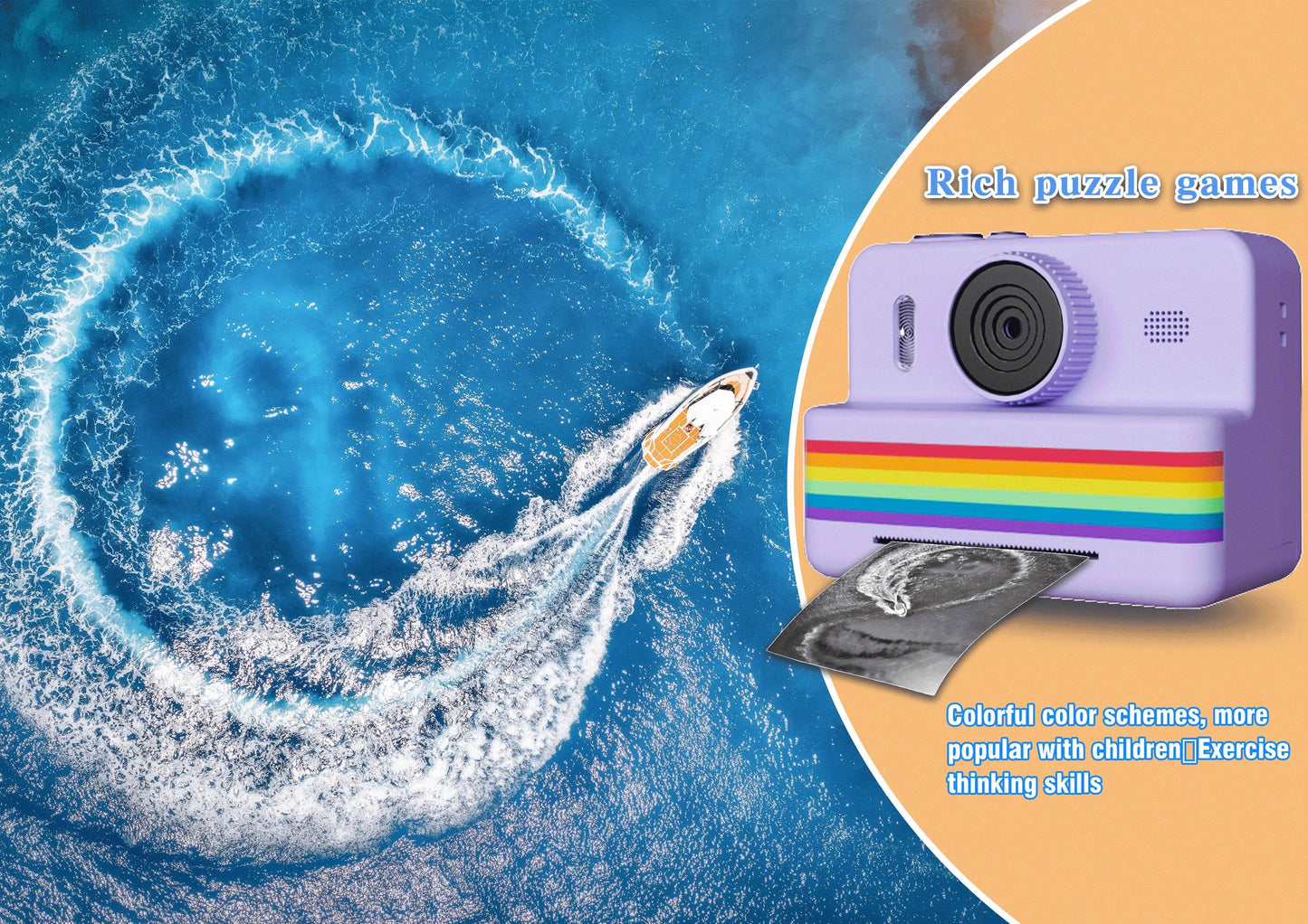 2.8 Inch Large Screen Instant Print Camera, HD Digital Video Camera for Kids, Outdoor Zero Ink Portable Print Toy Camera - AIAZ