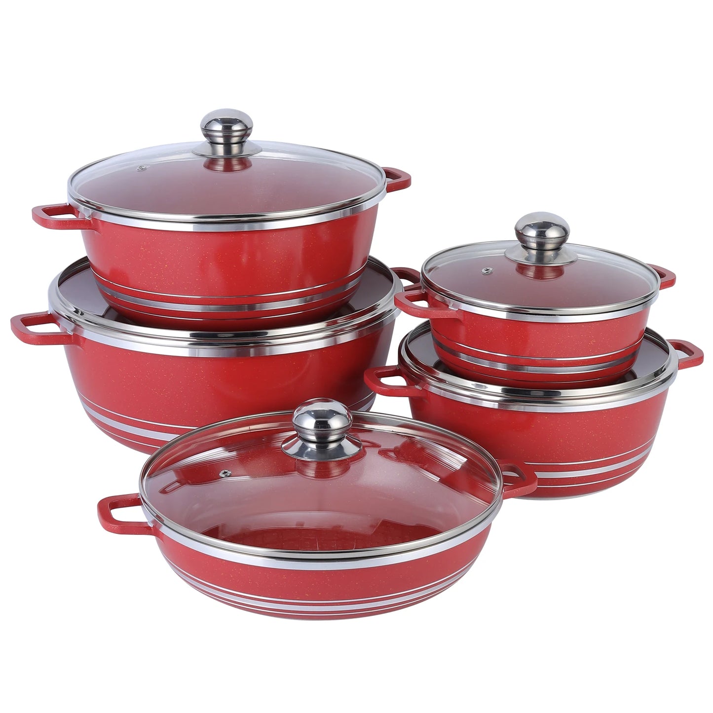 DONNOR 10-piece Stockpot Set with Glass Lid, Non-stick Cookware Set, PFOA PFOS Free, Fully Stovetop, Oven and Dishwasher Safe
