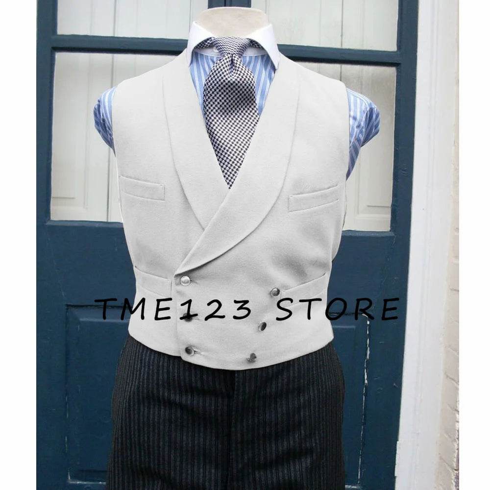 Men's Serge Casual Vest Business Double Breasted Vest Full Men's Suit Male Clothes Formal Suits Vests Clothing - AIAZ