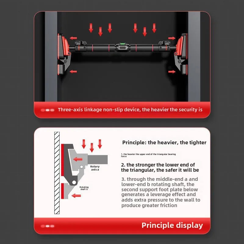 Horizontal Bar Household Indoor Fitness Equipment Household Sports Non-punching Rings Single Rod Pull-up Device on The Door