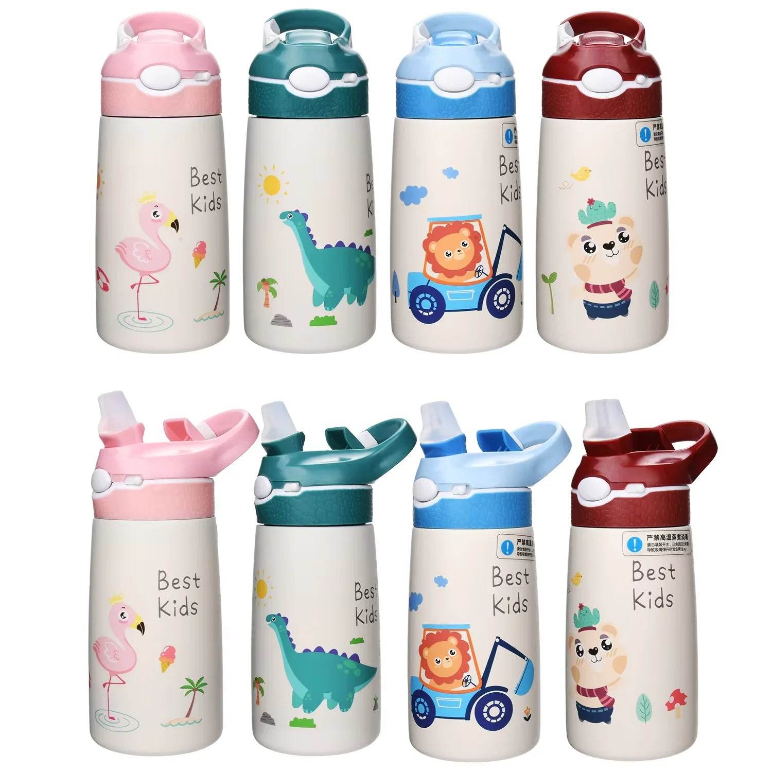Kids Insulated 316 Stainless Steel Water Bottle with Straw, BPA-Free Sports Metal Water Bottle for Home, Office or Car, 14 OZ - AIAZ