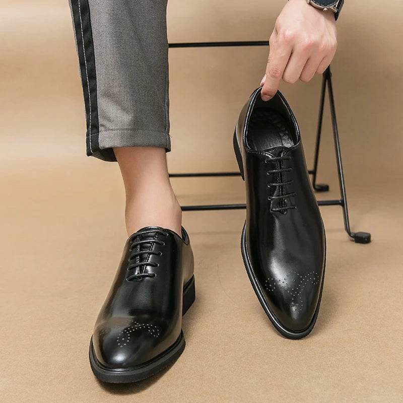 Classic Brand Pointed Banquet Dress Shoes Brown High-end Men's Business Shoes Men's Commuting Daily Casual Shoes Flat Bottomed - AIAZ