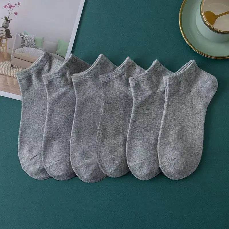 10 pairs/Men's Socks Spring/Summer Thin, Breathable, Soft Polyester Cotton Socks Black Casual Business Ankle Socks Boat Socks Si - AIAZ
