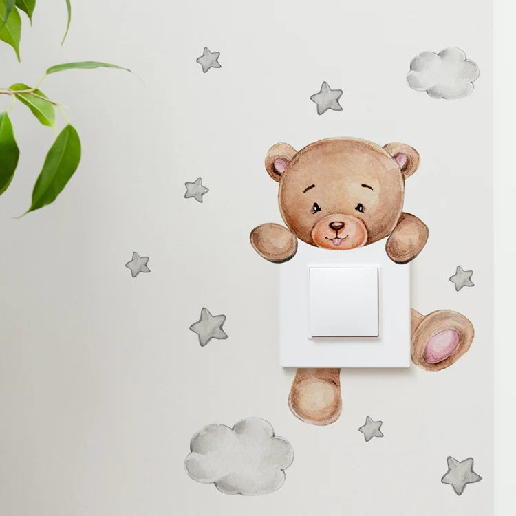 Cartoon giraffe Panda elephant switch stickers Kids Baby Bedroom decor Home decor Wallpaper Kids wall decal Room decor stickers
