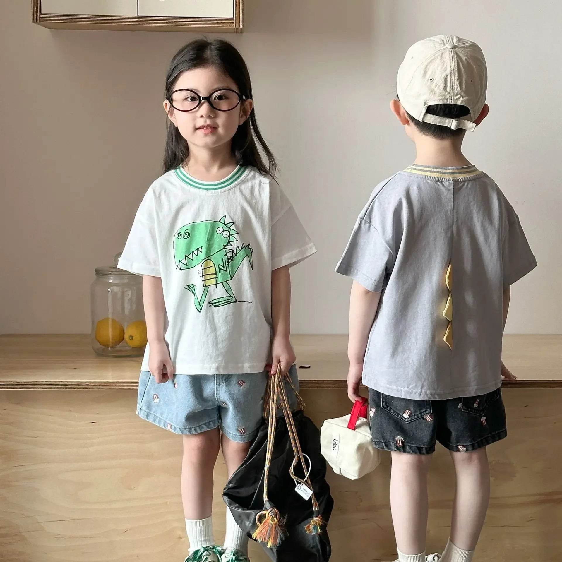 Fashion Cartoob Print Denim Kids Shorts Girls Pants Summer 2025 New Boys Summer Clothes Baby Loose Casual Pants - AIAZ