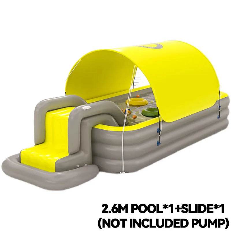 Swimming Pool Inflatable Pools Children's Family Outdoor Party Sun Shade Folding Swimming Pool Slides for Kids Babies - AIAZ